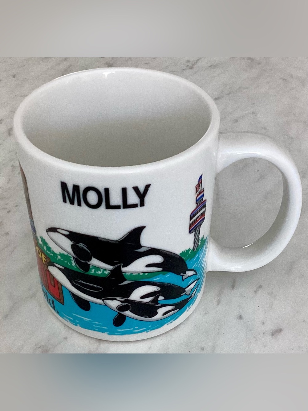 Vintage SeaWorld Shamu Orca Whale Personalized Molly Coffee Mug OS